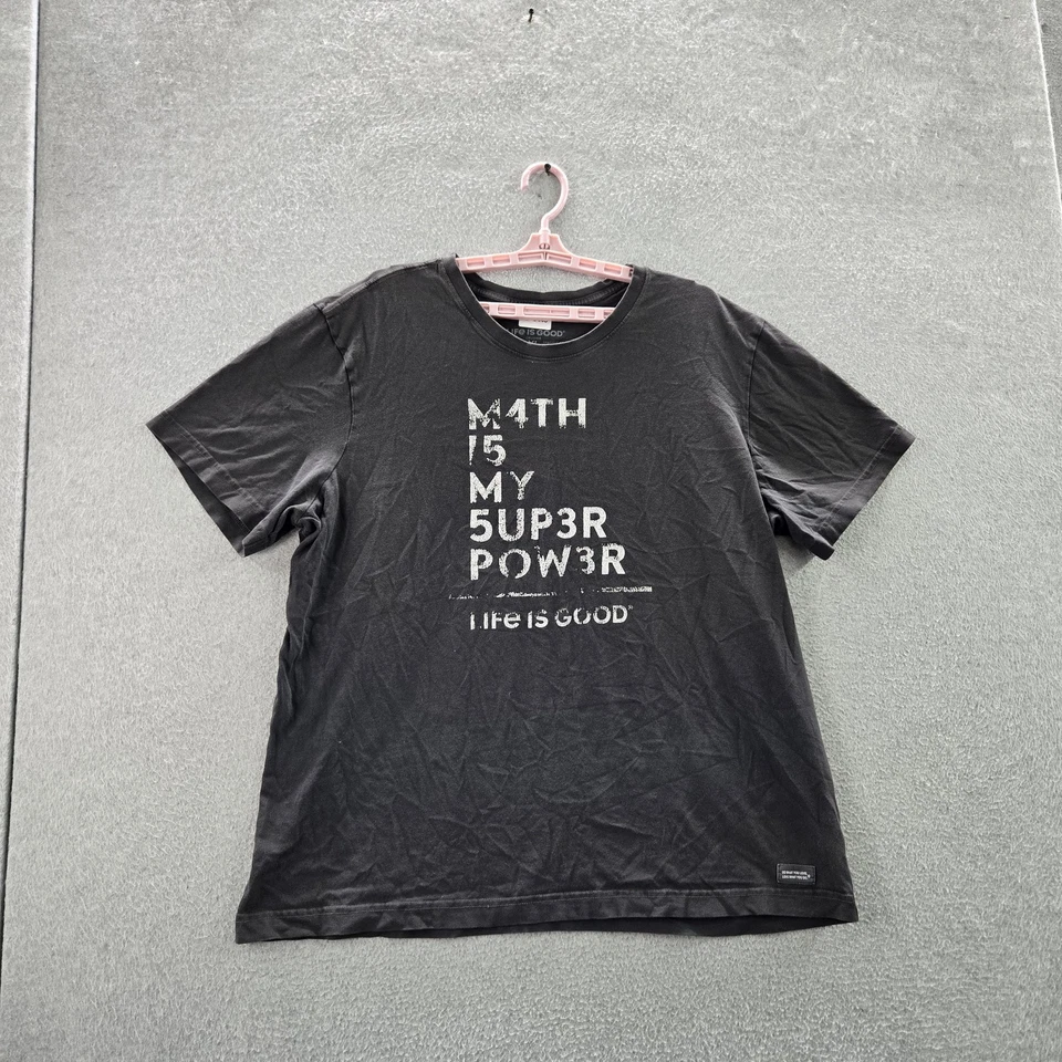 Camisa Life Is Good Hombre XL Negra Math Is My Superpower Crusher Manga Corta Foto 1 de 4