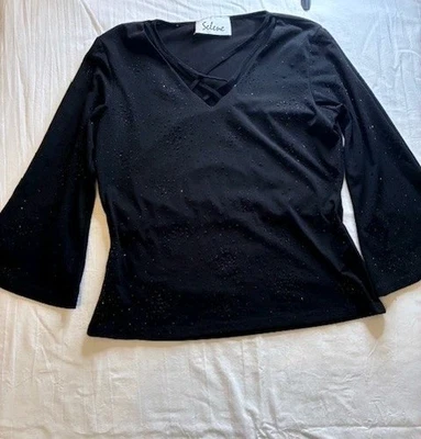 Top túnica Selene Sport forrado con corbata frontal manga transparente negro talla M  Foto 1 de 4