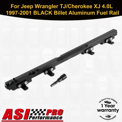 For Jeep Wrangler TJ/Cherokee XJ 4.0L 1997-2001 BLACK Billet Aluminum Fuel Rail - Image 1 of 4