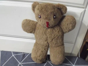 ANTIGUO OSO DE PELUCHE MOHAIR CON OJOS DE ACERO COSIDO A MANO 13" - Imagen 1 de 7