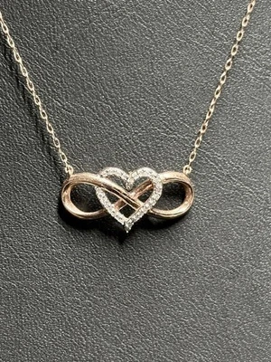 COLLAR CORAZÓN ETERNO ITALIANO ORO ROSA Y DIAMANTES Foto 1 de 4