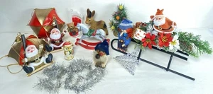 Vintage Lot Christmas Tree Decorations + Hanging Santa Santa On Sleigh,Gonk Etc - Picture 1 of 8