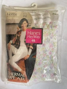 Parte inferior térmica vintage Hanes para mujer 3XL Hanes Her Way floral 1997 años 90 NUEVO NOS - Imagen 1 de 4