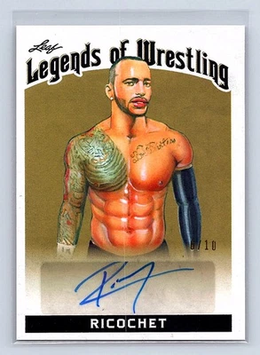 Ricochet 2018 Leaf Legends of Wrestling #LW-R1 Gold #/10 automático *oz Foto 1 de 2