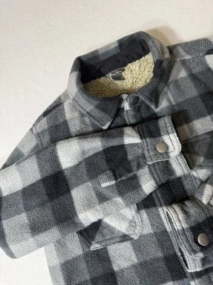 Camisa de Franela Eddie Bauer Niños Talla 8 Negra y Gris Forrada de Sherpa a Cuadros ☼ Foto 1 de 4