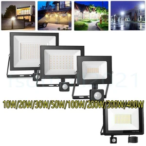 PIR LED Floodlight Motion Sensor 10W-200W Security Outdoor Flood Light Garden - Foto 1 di 14