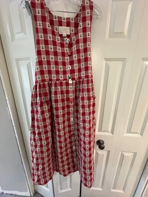 P.L. VESTIDO JUMPER VERDE HECHO A MANO EE. UU. CEREZA COTTAGECORE CUADROS MUJER XXL Foto 1 de 4