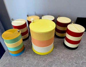 Vintage Set Of 7 USSR Space Age Desk Plastic Storage Boxes Mid Century Decor - Picture 1 of 9