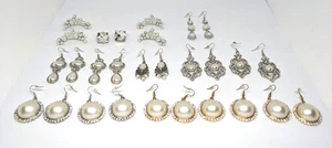 Neu! Paparazzi Gold/Silberfarbene Perlen/Glitzer Ohrring GROSSES Konvolut Lot (14 Paar) - Bild 1 von 4