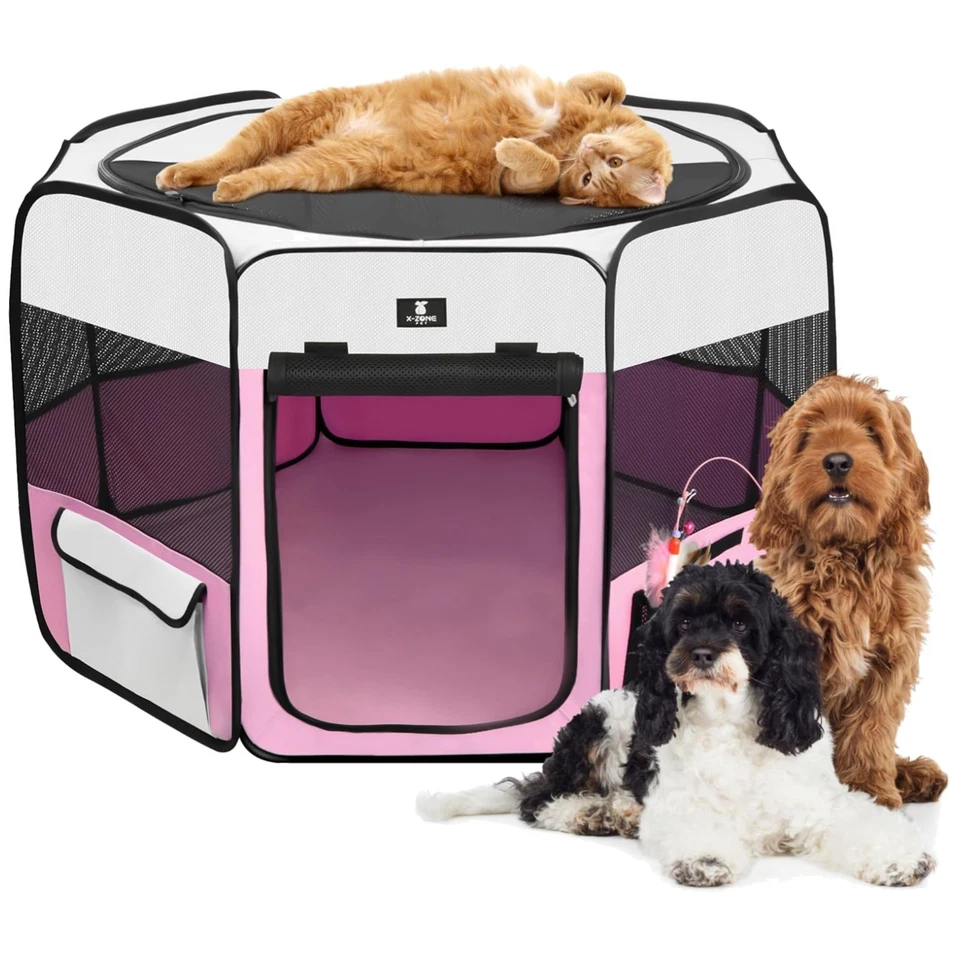 Portable Pet Dog Cat Playpen Crates Kennel Removable ZIPPER for Indoor Outdoor
