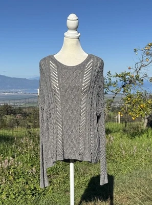 Novo com etiquetas Abercrombie & Fitch Y2K cinza malha aberta suéter tripulação mistura de linho XS/S - Imagem 1 de 4