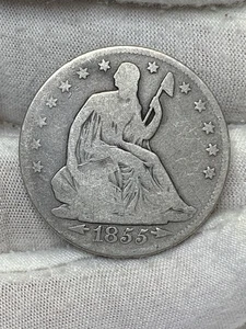 1855 50c w/ Arrows Seated Liberty Half Dollar ** XAXKE5582 - Picture 1 of 3