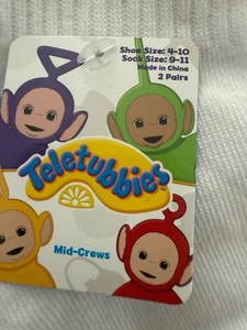 Teletubbies Licensed Mid Cut Crew Socks - Pack of 2 Size 9-11 Women’s - Picture 1 of 6