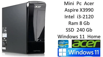 Mini Pc Acer Aspire X3990 i3-2120 3.30GHz 8Gb SSD 240Gb GeForce 605 Windows 11 - Imagen 1 de 4