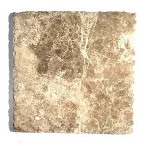 Emperador Light 8""x8"" acabado envejecido borde cincelado piso de mármol (VENDIDO POR PIEZA) - Imagen 1 de 10