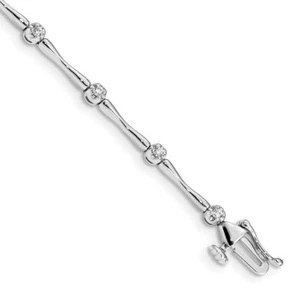14K Solid White Gold Diamond Tennis Bracelet - Picture 1 of 9