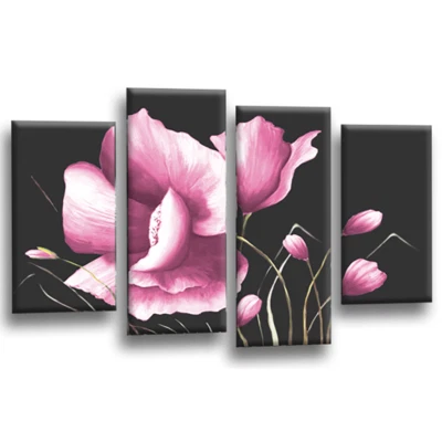 Floral Wall Art Pink Rose Living Room Framed Split Canvas Picture Flower Print07 - Image 1 of 4