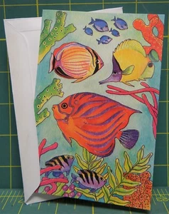 6 Coral Sea Life Tropical Fish Blank Note Thank You Cards W/Envelopes 5 ¼ x 3 ½" - Picture 1 of 4