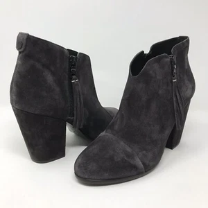 Rag & Bone Margot Booties EU 41 US 10.5 Gray Suede Fringe Cap Toe Zip Ankle Boot - Picture 1 of 12