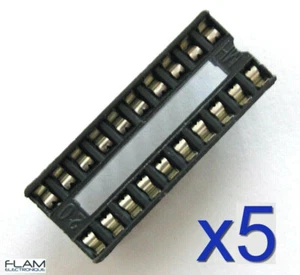 5x Support socket pour circuit intégré 20 broches DIP - 20 pins support for IC - Foto 1 di 6