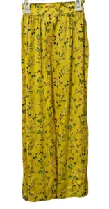 Rare Edition Girls Straight Leg Pants Size 12 Yellow Floral Print Tie Elastic - Picture 1 of 11