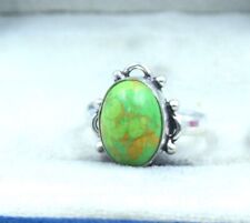 925 Sterling Silver Green Turquoise Gemstone Jewelry Unique Ring (US) Size-9"