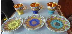 Lot of 3 Vtg Bavaria Germany STW Courting Couple Demitasse Cup Saucer 3 Colors - Picture 1 of 6