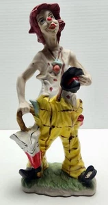 Vintage Handmade Clown Decor - Ceramic Hand Painted Clown Figure Decoration 9.5" - Picture 1 of 4