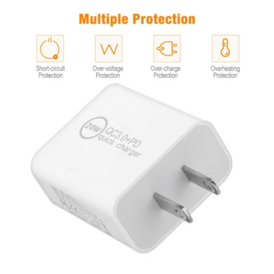 For iPhone 13 12 11 Pro Max 8 20W QC Wall Fast Charger Block USB C Power Adapter - Image 1 of 4