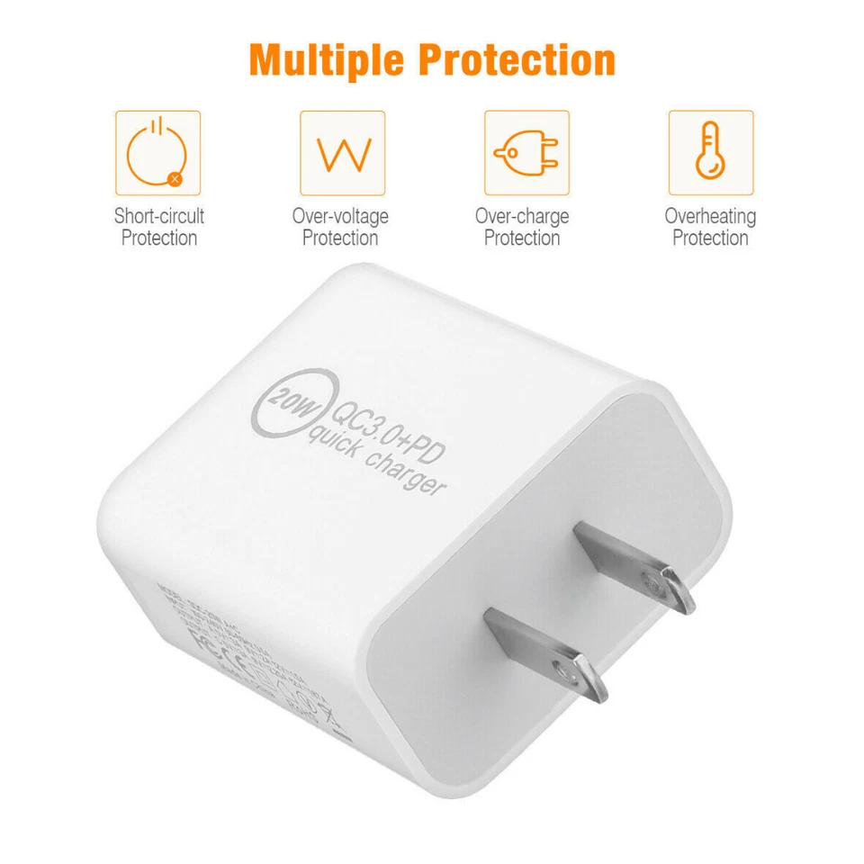 For iPhone 13 12 11 Pro Max 8 20W QC Wall Fast Charger Block USB C Power Adapter - Image 1 of 4