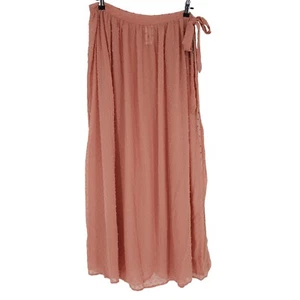 Time & Tru Swim Coverup Wrap Skirt Sheer Pink Swiss Dot Tie Waist NWT Large - Picture 1 of 7
