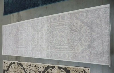 IVORY / SILVER 2'-6" X 8' Stained Rug, Reduced Price 1172590307 ADR108B-28 - Image 1 of 4