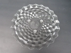 Indiana Glass Whitehall Cubist Crystal Three-Toed Glass Cake Plate+Scalloped Rim - Picture 1 of 11