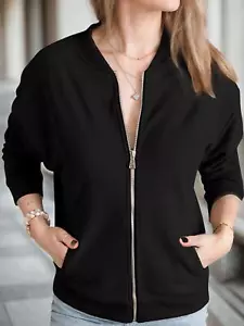 Womens Casual Long Sleeve Zip Up Sweatshirts Jackets with Pockets NEW - Picture 1 of 14