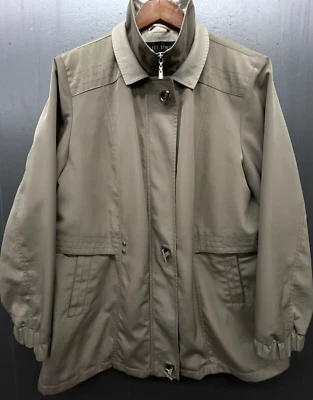Fleet Street Coat Women XL Beige Rain Trench Windbreaker Lined Zip Pocket Jacket - Image 1 of 4