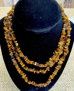 TIGER’S EYE Gemstone NECKLACE SET OF 2 - Picture 1 of 3