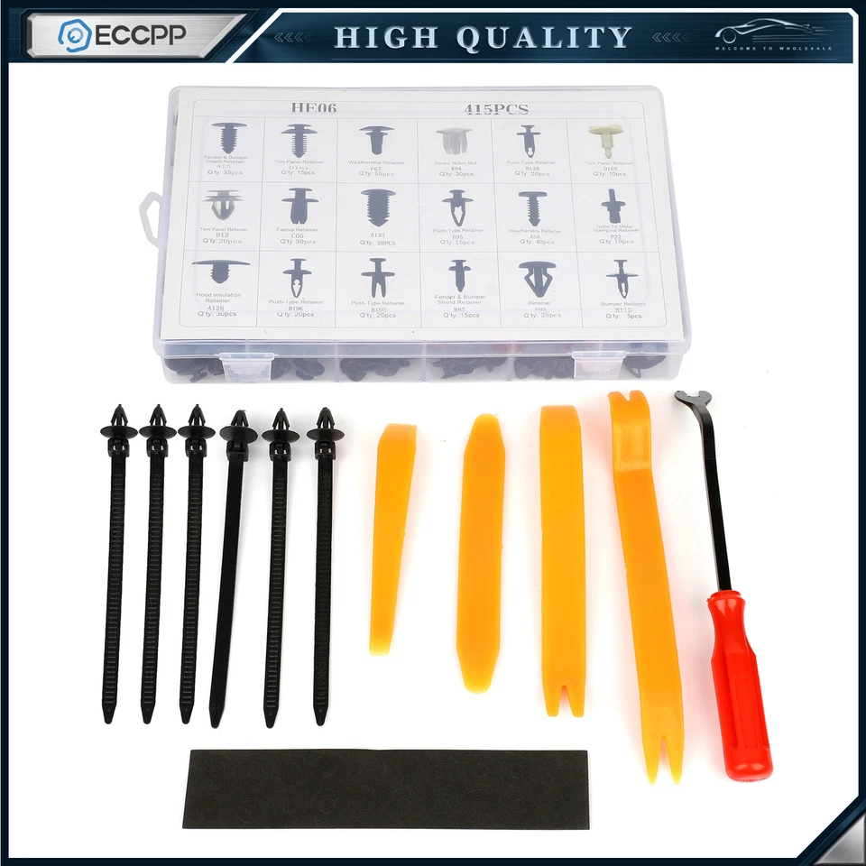 Kit removedor de remaches de empuje para molduras de puerta surtidos de clips de retención de automóvil 456 piezas Foto 1 de 4