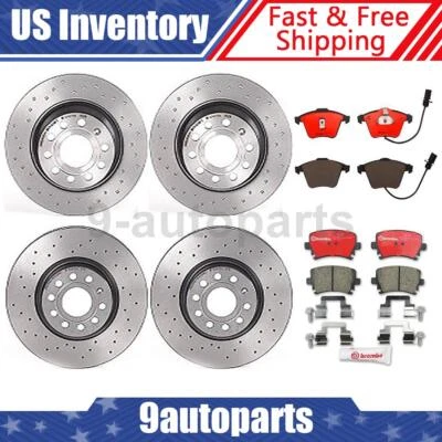 Rotores de freno delanteros traseros perforados Brembo OE pastillas de cerámica para Volkswagen CC 2010 Foto 1 de 4