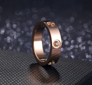R016 Mujeres Oro Rosa 18K GP Moda Joyería Compromiso Boda Banda Anillo Regalo - Imagen 1 de 5