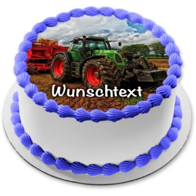 Traktor Tortenaufleger Party Deko personalisiert Name Trecker Landwirt essbar - Bild 1 von 4