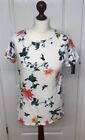 JOULES Size 10 T-Shirt Top White Floral Short Sleeve Summer Holiday Beach VGC