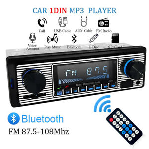 Vintage Car Bluetooth FM Audio Music USB / SD MP3 Player Receiver AUX Input 12V