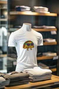 Lustiges Taco Shirt 3D Stickerei Stil cooler Taco mit Sonnenbrille Feinschmecker T-Shirt Unisex - Bild 1 von 8