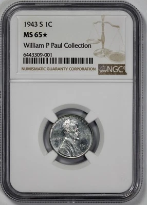 1943-S Lincoln 1c Cent Steel Penny NGC MS 65* Looks Proof Like - Image 1 of 4