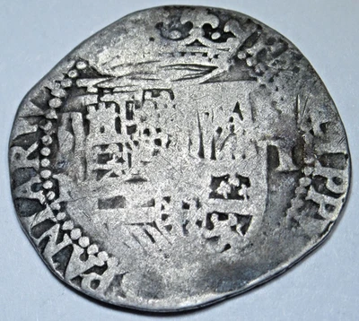1500s Philip II Bolivia Silver 1 Reales Genuine Spanish Colonial Pirate Cob Coin - Image 1 of 2