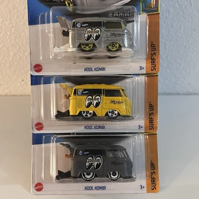 Hot Wheels KOOL KOMBI Surf’s Up Zamac Mooneye Amarillo Gris Plata Lote de 3 Foto 1 de 4