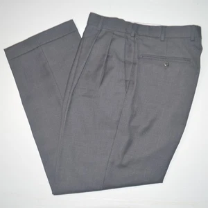 Pantalon habillé plissé à poignets ZANELLA Bennett 100% laine anthracite 33 x 29 - Photo 1/3