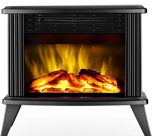 1500W Mini Electric Fireplace Heater Tabletop Portable 14.8” – Black - Picture 1 of 5