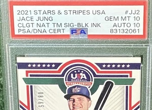 Jace Jung 2021 PSA 10 Auto 10 USA Baseball Stars And Stripes Collegiate - Picture 1 of 5