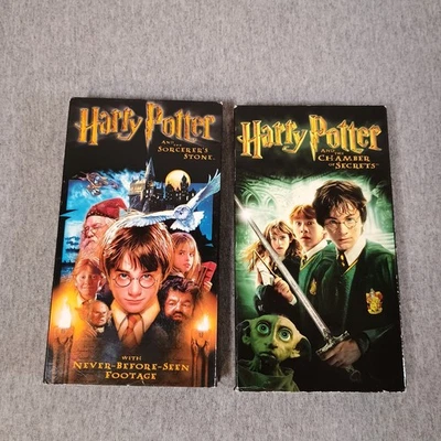 Harry Potter VHS Tape Lot Sorcerers Stone & Chamber Of Secrets Movies - Image 1 of 4